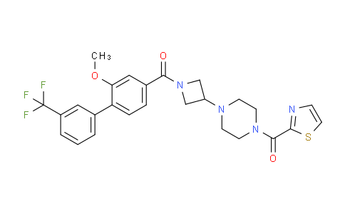 CAS No. 1252771-06-4, (4-(1-(2-Methoxy-3'-(trifluoromethyl)-[1,1'-biphenyl]-4-carbonyl)azetidin-3-yl)piperazin-1-yl)(thiazol-2-yl)methanone