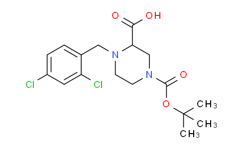 CAS No. 1353943-53-9, 4-(tert-butoxycarbonyl)-1-(2,4-dichlorobenzyl)piperazine-2-carboxylic acid