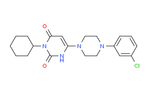 CAS No. 863588-32-3, 6-[4-(3-Chlorophenyl)piperazin-1-yl]-3-cyclohexylpyrimidine- ,4(1H,3H)dione
