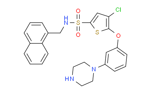 CAS No. 1261576-81-1, 4-Chloro-N-(naphthalen-1-ylmethyl )-5-(3-(piperazin-1-yl)phenoxy) thiophene-2-sulfonamide