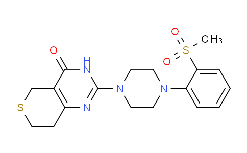 CAS No. 1563007-08-8, 2-(4-(2-(methylsulfonyl)phenyl) piperazin-1-yl)-7,8-dihydro-3H-thiopyrano[4,3-d]pyrimidin-4(5H)-one