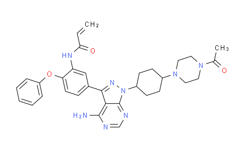 CAS No. 1603845-32-4, N-(5-(1-(4-(4-Acetylpiperazin-1-yl)cyclohexyl)-4-amino-1Hpyrazolo[3,4-d]pyrimidin-3-yl)-2- phenoxyphenyl)acrylamide