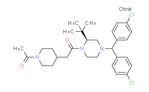CAS No. 502628-66-2, 2-(1-Acetyl-4-piperidinyl)-1-[(2S)-4-[bis(4- chlorophenyl)methyl]-2-(1,1-dimethylethyl)-1- piperazinyl]-ethanone