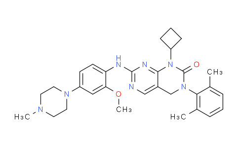 CAS No. 2172617-15-9, 1-Cyclobutyl-3-(2,6-dimethylphenyl)-7-(2-methoxy-4-(4- methylpiperazin-1-yl)phenylamino)-3,4- dihydropyrimido[4,5-d]pyrimidin-2(1H)-one