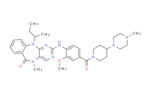 CAS No. 2250323-50-1, 11-(sec-butyl)-2-((2-methoxy-4-(4-(4-methylpiperazin-1-yl)piperidine-1-carbonyl)phenyl)amino)-5-methyl-5,11-dihydro-6H-benzo[e]pyrimido[5,4-b][1,4]diazepin-6-one