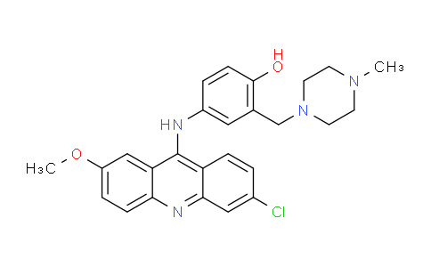 CAS No. 1082532-95-3, 4-(6-chloro-2-methoxyacridin-9-ylamino)-2-((4-methylpiperazin-1-yl)methyl)phenol