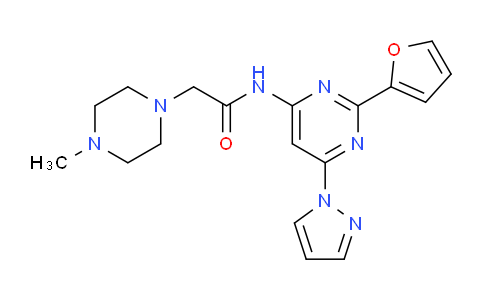 CAS No. 912935-90-1, N-(2-Furan-2-yl-6-pyrazol-1-yl-pyrimidin-4-yl)-2-(4-methylpiperazin-1-yl)acetamide