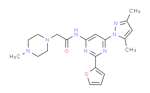 CAS No. 912940-20-6, N-[6-(3,5-Dimethylpyrazol-1-yl)-2-furan-2-yl-pyrimidin-4-yl]-2-(4-methylpiperazin-1-yl)acetamide