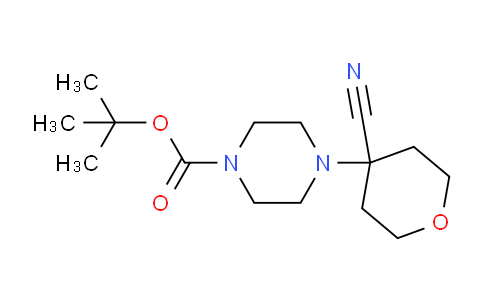 CAS No. 569652-93-3, tert-Butyl 4-(4-cyanotetrahydro-2H-pyran-4-yl)piperazine-1-carboxylate