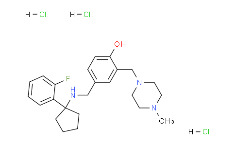 CAS No. 1700693-96-4, 4-[[[1-(2-Fluorophenyl)cyclopentyl]amino]methyl]-2-[(4-methyl-1-piperazinyl)methyl]phenol trihydrochloride
