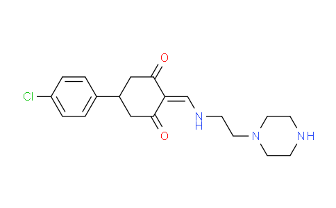 CAS No. 299935-27-6, 5-(4-chlorophenyl)-2-{[(2-piperazin-1-ylethyl)amino]methylene}cyclohexane-1,3-dione