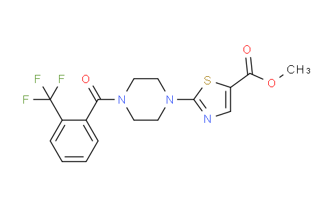 CAS No. 881384-32-3, methyl 2-(4-(2-(trifluoromethyl)benzoyl)piperazin-1-yl)thiazole-5-carboxylate