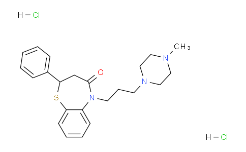 CAS No. 60415-61-4, 5-(3-(4-methylpiperazin-1-yl)propyl)-2-phenyl-2,3-dihydrobenzo[b][1,4]thiazepin-4(5H)-one dihydrochloride