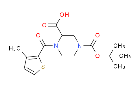 CAS No. 1353944-19-0, 4-(tert-Butoxycarbonyl)-1-(3-methylthiophene-2-carbonyl)piperazine-2-carboxylic acid