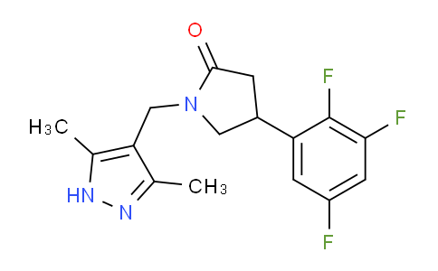 CAS No. 916255-02-2, 1-((3,5-dimethyl-1H-pyrazol-4-yl)methyl)-4-(2,3,5-trifluorophenyl)pyrrolidin-2-one