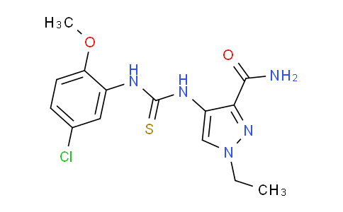 CAS No. 957485-64-2, 4-(3-(5-chloro-2-methoxyphenyl)thioureido)-1-ethyl-1H-pyrazole-3-carboxamide
