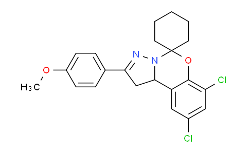 CAS No. 303061-48-5, 7,9-Dichloro-2-(4-methoxyphenyl)-1,10b-dihydrospiro[benzo[e]pyrazolo[1,5-c][1,3]oxazine-5,1'-cyclohexane]