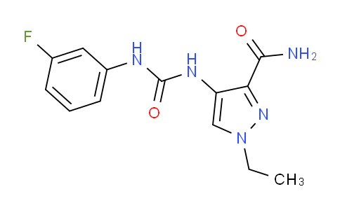 CAS No. 1006215-16-2, 1-Ethyl-4-(3-(3-fluorophenyl)ureido)-1H-pyrazole-3-carboxamide