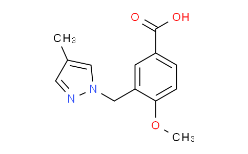 CAS No. 956208-03-0, 4-Methoxy-3-((4-methyl-1H-pyrazol-1-yl)methyl)benzoic acid