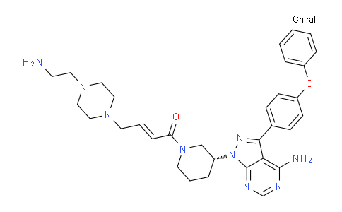 CAS No. 1710768-30-1, (E)-4-[4-(2-aminoethyl)piperazin-1-yl]-1-[(3R)-3-[4-amino-3-(4-phenoxyphenyl)pyrazolo[3,4-d]pyrimidin-1-yl]piperidin-1-yl]but-2-en-1-one