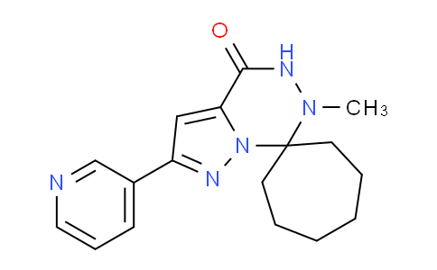 CAS No. 1253527-73-9, 6'-Methyl-2'-(pyridin-3-yl)-5',6'-dihydro-4'h-spiro[cycloheptane-1,7'-pyrazolo[1,5-d][1,2,4]triazin]-4'-one