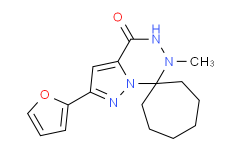 CAS No. 1253527-92-2, 2'-(Furan-2-yl)-6'-methyl-5',6'-dihydro-4'h-spiro[cycloheptane-1,7'-pyrazolo[1,5-d][1,2,4]triazin]-4'-one