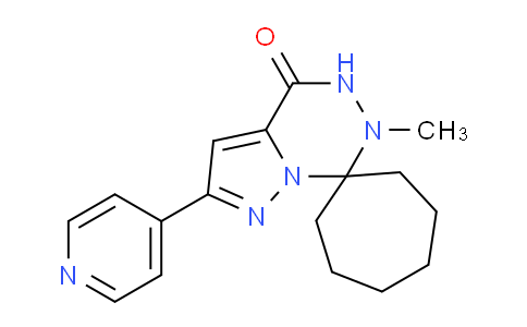 CAS No. 1253528-01-6, 6'-Methyl-2'-(pyridin-4-yl)-5',6'-dihydro-4'h-spiro[cycloheptane-1,7'-pyrazolo[1,5-d][1,2,4]triazin]-4'-one