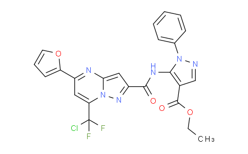 CAS No. 944547-46-0, Ethyl 5-(7-(chlorodifluoromethyl)-5-(furan-2-yl)pyrazolo[1,5-a]pyrimidine-2-carboxamido)-1-phenyl-1H-pyrazole-4-carboxylate