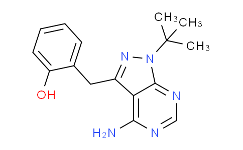 CAS No. 833481-73-5, 2-[(4-Amino-1-(tert-butyl)-1H-pyrazolo[3,4-d]pyrimidin-3-yl)methyl]phenol