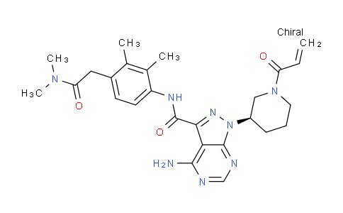CAS No. 2088323-16-2, (R)-1-(1-Acryloylpiperidin-3-yl)-4-amino-N-(4-(2- (dimethylamino)-2-oxoethyl)-2,3-dimethylphenyl)-1H- pyrazolo[3,4-d]pyrimidine-3-carboxamide