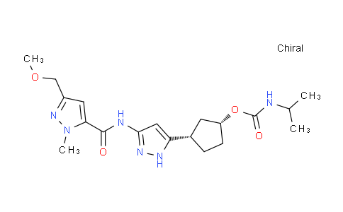 CAS No. 2460249-19-6, [(1R,3S)-3-[3-[[5-(methoxymethyl)-2-methylpyrazole-3-carbonyl]amino]-1H-pyrazol-5-yl]cyclopentyl] N-propan-2-ylcarbamate