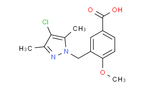 DY736348 | 956204-52-7 | 3-[(4-chloro-3,5-dimethyl-1H-pyrazol-1-yl)methyl]-4-methoxybenzoic acid