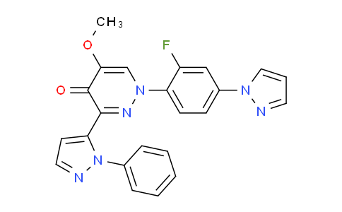 CAS No. 1238697-26-1, 1-(2-fluoro-4-(1H-pyrazol-1-yl)phenyl)-5-methoxy-3-(1-phenyl-1H-pyrazol-5-yl)pyridazin-4(1H)-one