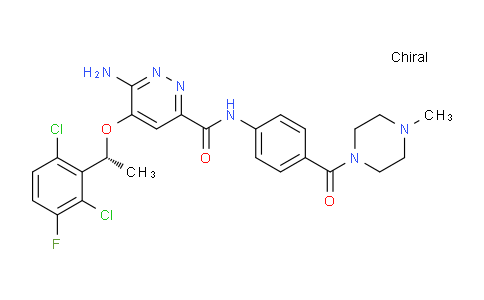 CAS No. 1365267-27-1, (R)-6-amino-5-(1-(2,6-dichloro-3-fluorophenyl)ethoxy)-N-(4-(4-methylpiperazine-1-carbonyl)phenyl)pyridazine-3-carboxamide