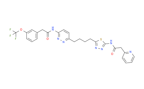 CAS No. 1439399-58-2, 2-(Pyridin-2-yl)-N-(5-(4-(6-(2-(3-(trifluoromethoxy)phenyl)acetamido)pyridazin-3-yl)butyl)-1,3,4-thiadiazol-2-yl)acetamide