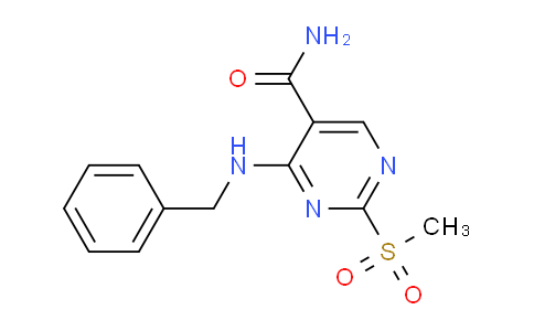 CAS No. 643086-98-0, 4-(benzylamino)-2-(methylsulfonyl)pyrimidine-5-carboxamide