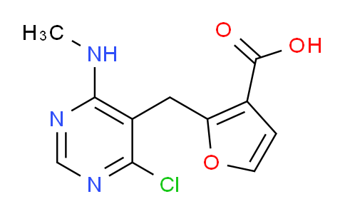 CAS No. 64261-20-7, 2-((4-chloro-6-(methylamino)pyrimidin-5-yl)methyl)furan-3-carboxylic acid