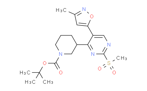CAS No. 1017793-03-1, tert-butyl 3-(5-(3-methylisoxazol-5-yl)-2-(methylsulfonyl)pyrimidin-4-yl)piperidine-1-carboxylate