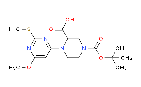 CAS No. 1353944-85-0, 4-(tert-Butoxycarbonyl)-1-(6-methoxy-2-(methylthio)pyrimidin-4-yl)piperazine-2-carboxylic acid