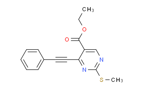 CAS No. 1005161-88-5, ethyl 2-(methylthio)-4-(phenylethynyl)pyrimidine-5-carboxylate