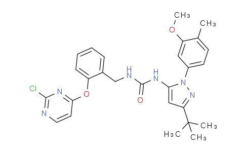 CAS No. 940871-00-1, 1-(3-(tert-butyl)-1-(3-methoxy-4-methylphenyl)-1H-pyrazol-5-yl)-3-(2-((2-chloropyrimidin-4-yl)oxy)benzyl)urea