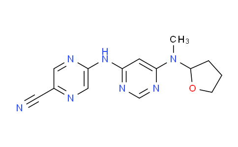 CAS No. 1137475-42-3, 5-((6-(methyl(tetrahydrofuran-2-yl)amino)pyrimidin-4-yl)amino)pyrazine-2-carbonitrile