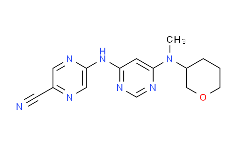 CAS No. 1137475-44-5, 5-((6-(methyl(tetrahydro-2H-pyran-3-yl)amino)pyrimidin-4-yl)amino)pyrazine-2-carbonitrile