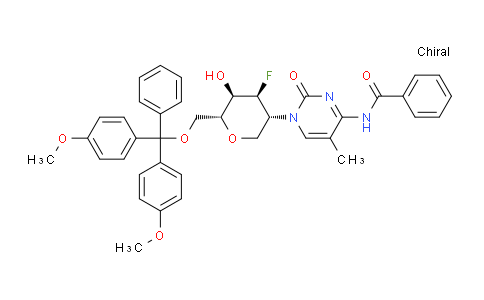CAS No. 1117903-25-9, N-(1-((3R,4S,5R,6R)-6-((bis(4-methoxyphenyl)(phenyl)methoxy)methyl)-4-fluoro-5-hydroxytetrahydro-2H-pyran-3-yl)-5-methyl-2-oxo-1,2-dihydropyrimidin-4-yl)benzamide