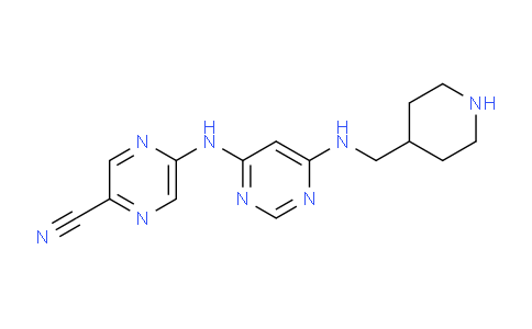 CAS No. 1137475-06-9, 5-((6-((piperidin-4-ylmethyl)amino)pyrimidin-4-yl)amino)pyrazine-2-carbonitrile