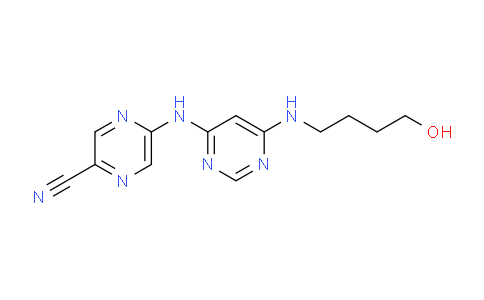 CAS No. 1137475-52-5, 5-((6-((4-hydroxybutyl)amino)pyrimidin-4-yl)amino)pyrazine-2-carbonitrile