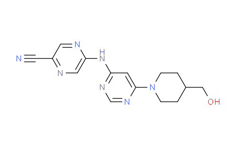 CAS No. 1137475-54-7, 5-((6-(4-(hydroxymethyl)piperidin-1-yl)pyrimidin-4-yl)amino)pyrazine-2-carbonitrile