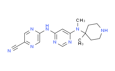 CAS No. 1137475-32-1, 5-((6-(methyl(4-methylpiperidin-4-yl)amino)pyrimidin-4-yl)amino)pyrazine-2-carbonitrile