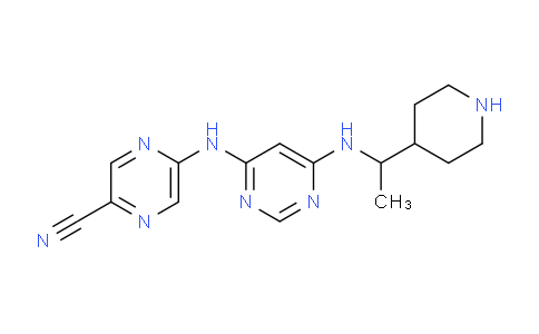 CAS No. 1137475-37-6, 5-((6-((1-(piperidin-4-yl)ethyl)amino)pyrimidin-4-yl)amino)pyrazine-2-carbonitrile