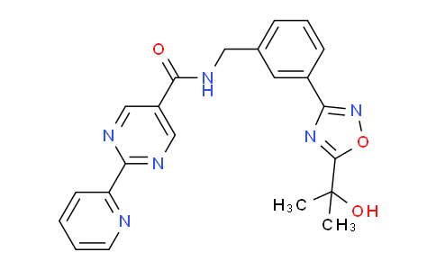 CAS No. 1234708-04-3, N-(3-(5-(2-hydroxypropan-2-yl)-1,2,4-oxadiazol-3-yl)benzyl)-2-(pyridin-2-yl)pyrimidine-5-carboxamide